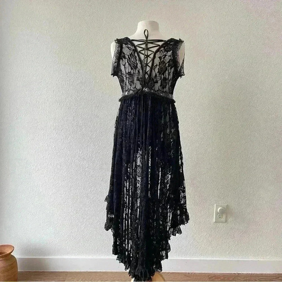 Eva Lady Women's Gothic Punk Lace Over High Low Dress Intimates $120 Size L NWOT - Picture 6 of 13
